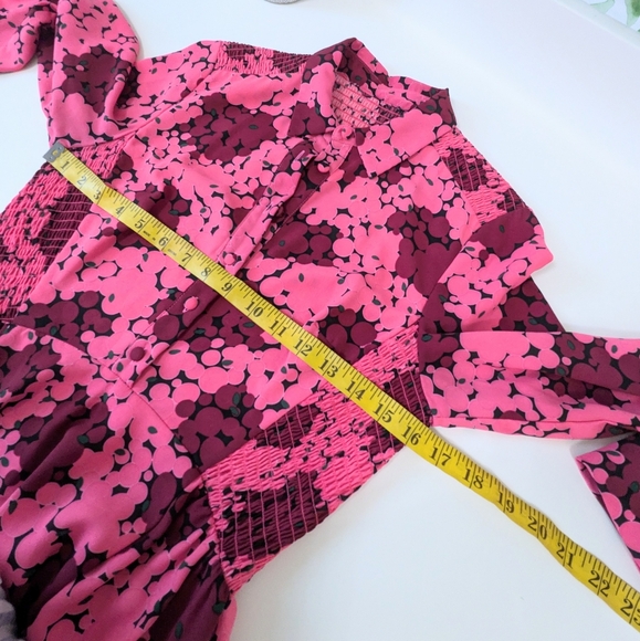Kate Spade Long Sleeve Shirt Dress Pink Clusters - Picture 6 of 7